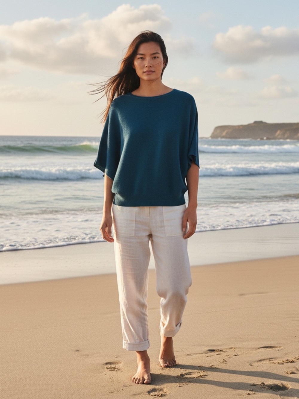 R Label Teal Knit Crewneck Top dolman sleeve small / medium 100% wool